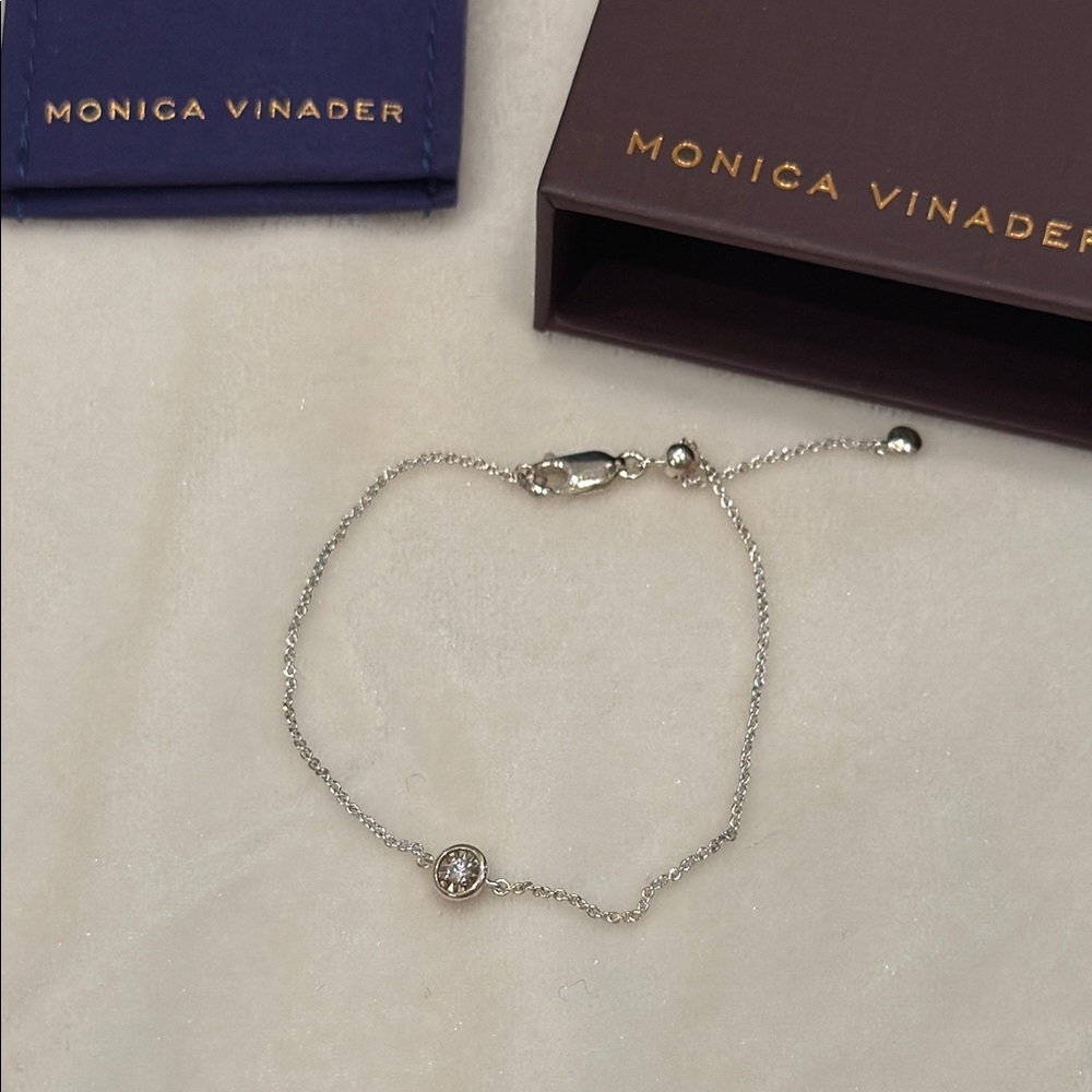 MONICA VINADER Silver Chain Bracelet with Clear Stone